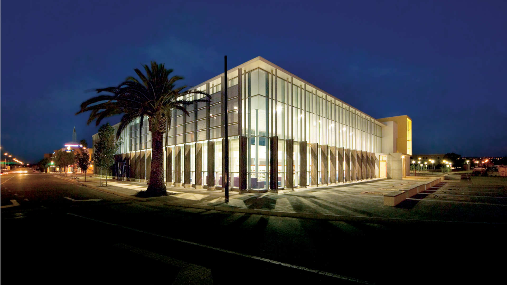 night time view of an educational building in Adelaide